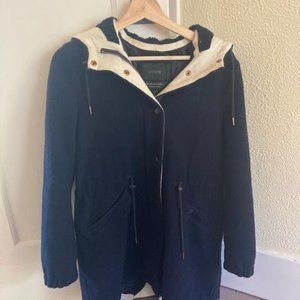 J. Crew Coat Italian Stadium-Cloth Wool Nello Gori with Fleece Hood